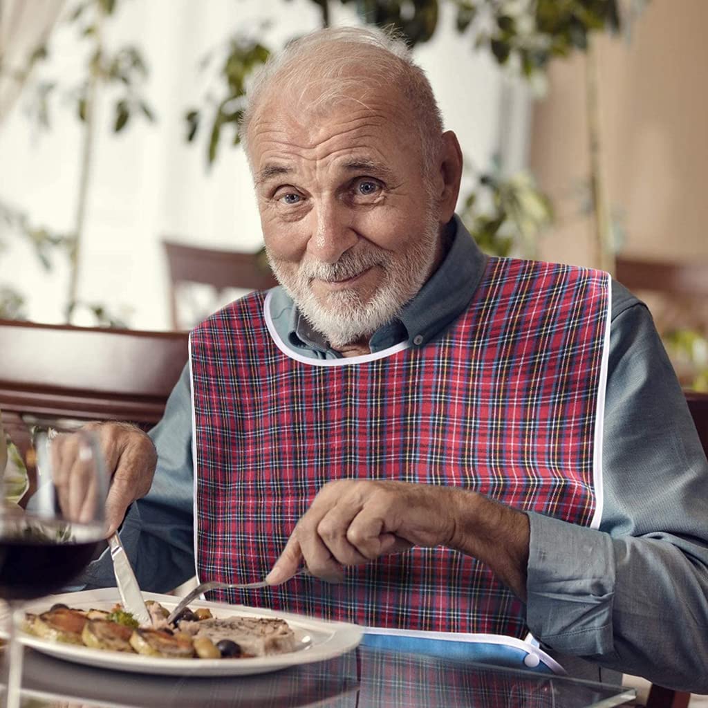 HASTHIP Adult Bibs,Adult The Eldly Bib Adult Washable Dining Bibs for Elderly Mealtime Bib Elderly Disabled Aid Apron Red HASTHIP Adult Bibs,Adult The Eldly Bib Adult Washable Dining Bibs for Elderly Mealtime Bib Elderly Disabled Aid Apron Red
